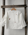 White Forest Long Sleeve Button Linen Shirt