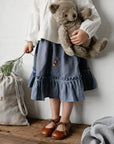 Dusty Blue Ruffle Linen Skirt