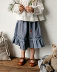 Dusty Blue Ruffle Linen Skirt