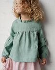 Mint Short Ruffle Linen Tunic