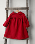 Cherry Ruffle Linen Dress
