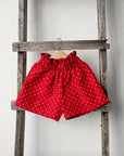 Red Polka Dot Festive Linen Shorts