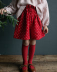 Red Polka Dot Festive Linen Shorts