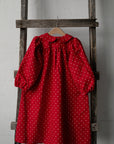 Red Polka Dot Festive Long Linen Tunic Dress