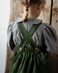 Forest Green Cross Back Linen Pinafore