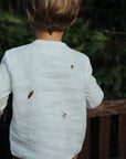 White Forest Long Sleeve Button Linen Shirt
