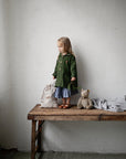 Forest Green Long Linen Coat
