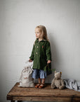 Forest Green Long Linen Coat