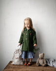Forest Green Long Linen Coat