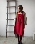 Cherry Christmas Traditional Linen Apron
