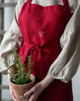 Cherry Christmas Traditional Linen Apron