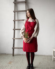 Cherry Christmas Traditional Linen Apron