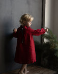 Cherry Ruffle Linen Dress