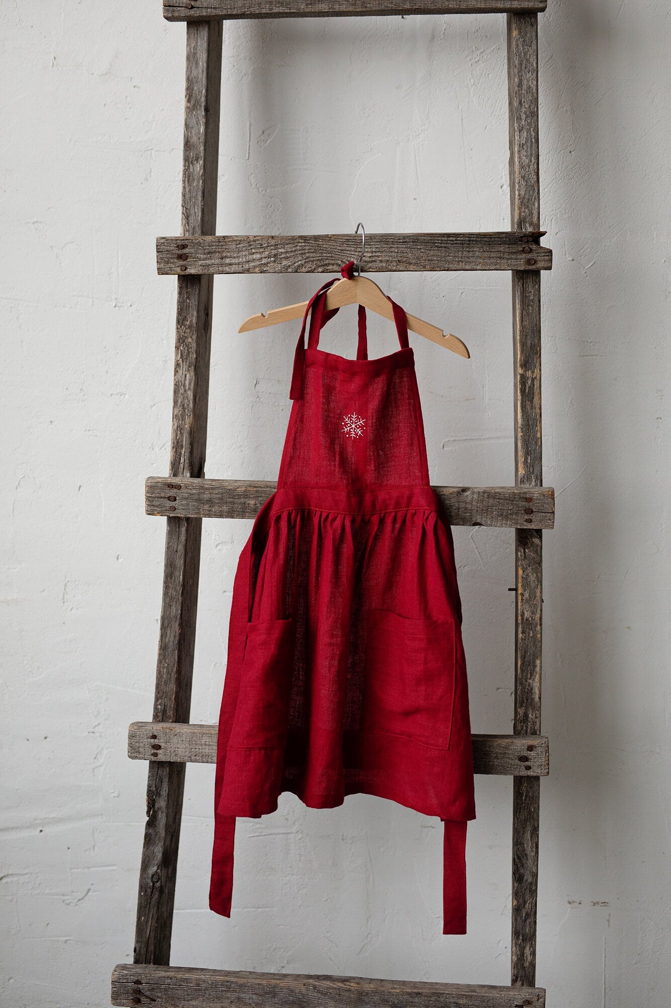Cherry Christmas Linen Apron