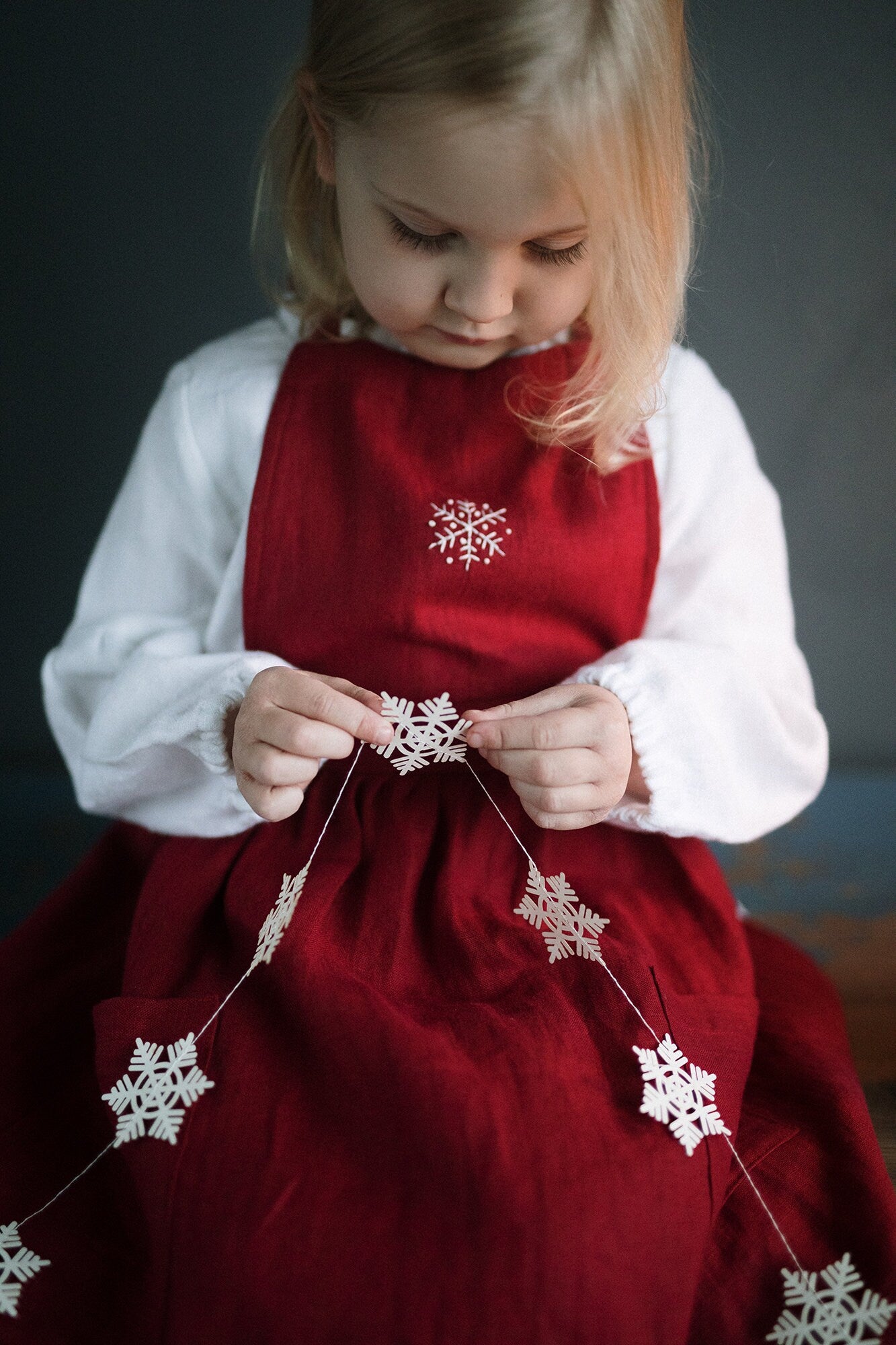 Cherry Christmas Linen Apron