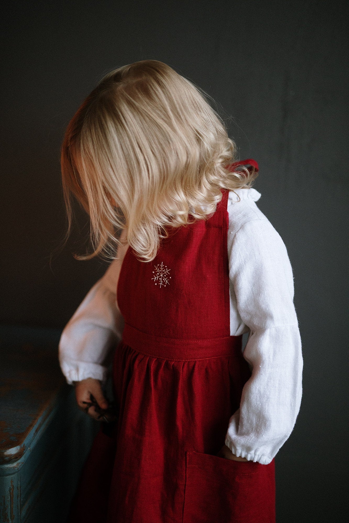 Cherry Christmas Linen Apron