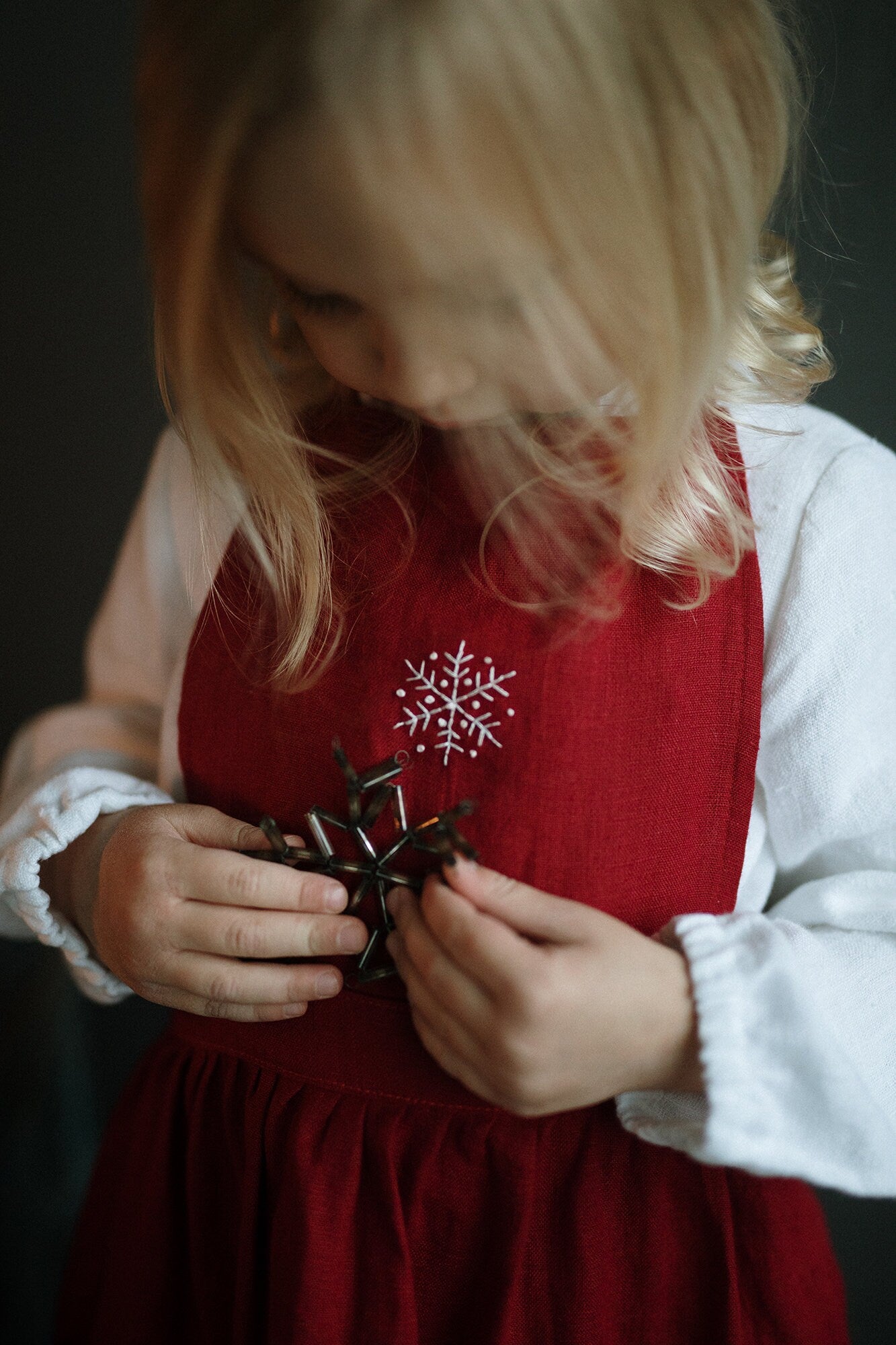 Cherry Christmas Linen Apron