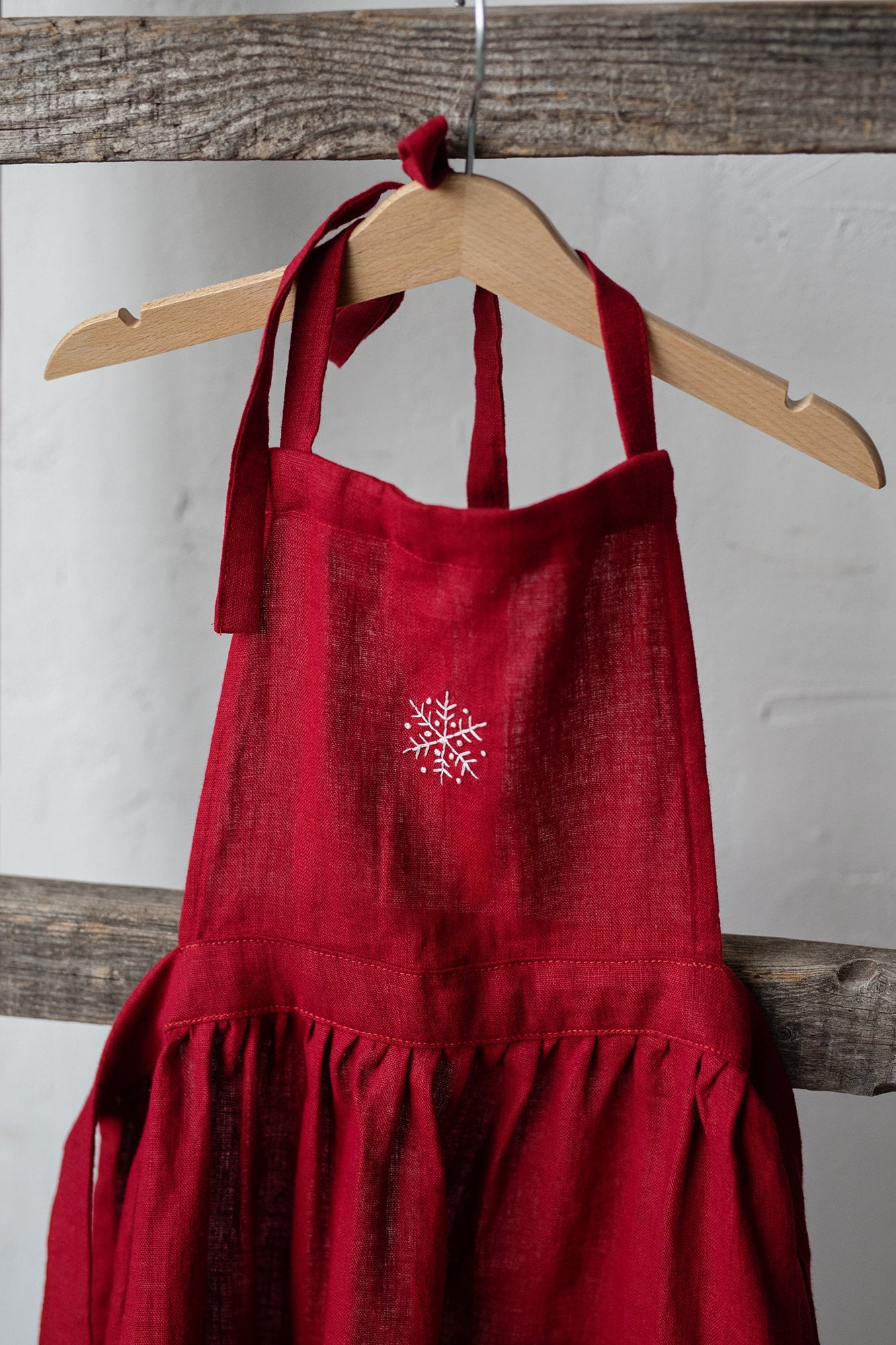 Cherry Christmas Linen Apron