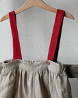 Natural & Cherry Christmas Linen Shorts with Suspenders