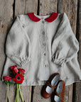 Natural & Cherry Christmas Linen Tunic Dress