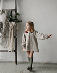 Natural & Cherry Christmas Linen Tunic Dress