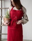 Cherry Christmas Traditional Linen Apron