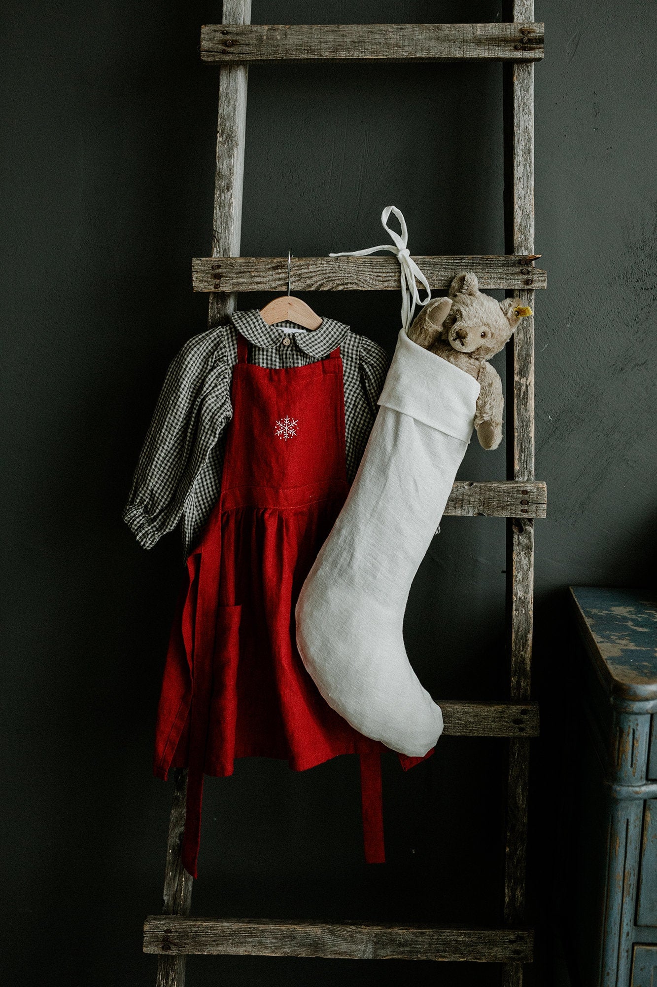 Cherry Christmas Linen Apron