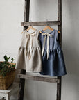 Dusty Blue Smock Linen Dress