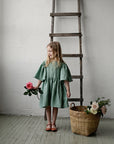 Mint Flower Linen Dress