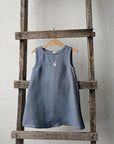 Dusty Blue Sleeveless Linen Dress