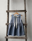 Dusty Blue Smock Linen Dress