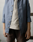 Dusty Blue Long Sleeve Classic Linen Shirt