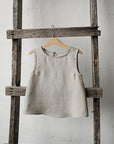 Natural Sleeveless Linen Shirt