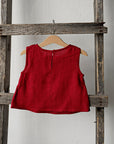 Cherry Sleeveless Linen Shirt