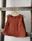Rust Sleeveless Linen Shirt