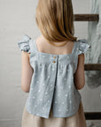Blue Polka Dot Festive Vintage Linen Shirt