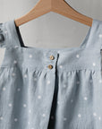 Blue Polka Dot Festive Vintage Linen Shirt
