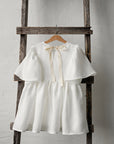 White Flower Linen Dress