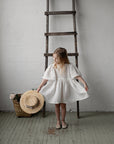 White Flower Linen Dress
