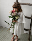 White Flower Linen Dress