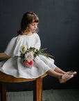 White Flower Linen Dress