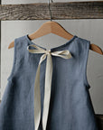 Dusty Blue Sleeveless Linen Dress