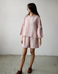 Pink Polka Dot Festive Romantic Linen Tunic