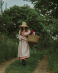 Pink Polka Dot Festive Apple Linen Apron