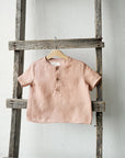 Dusty Rose Short Sleeve Button Linen Shirt