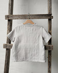 Fog Grey Short Sleeve Button Linen Shirt