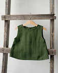 Forest Green Sleeveless Linen Shirt