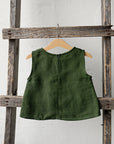 Forest Green Sleeveless Linen Shirt