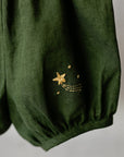 Forest Green Linen Shorts with Suspenders