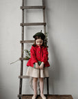 Red Polka Dot Festive Peter Pan Linen Collar Linen Jacket